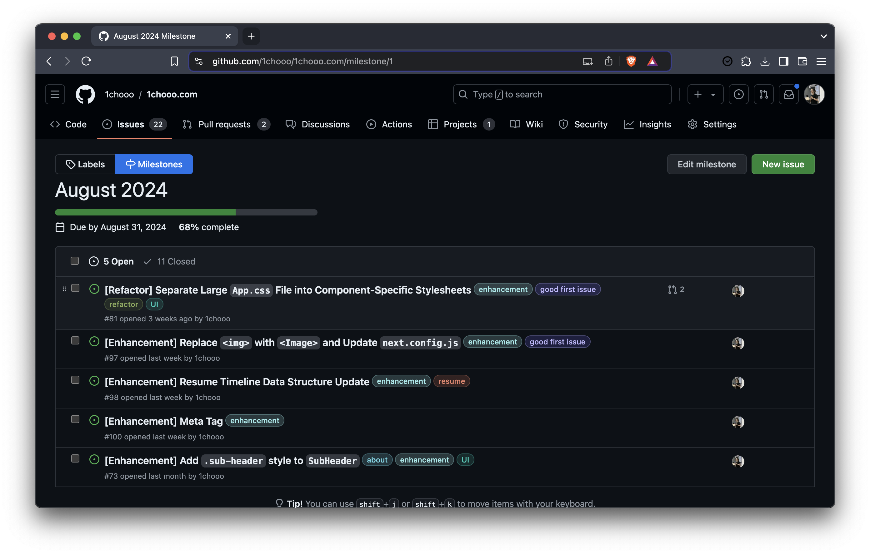 raoazwar.dev — August, 2024 Milestones